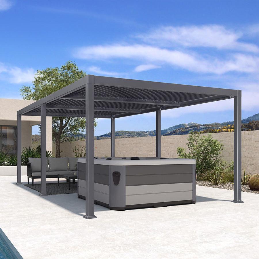 PURPLE LEAF Outdoor Louvered Pergola Patio Sun Shade Shelter with Adju