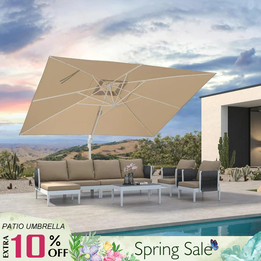 PURPLE LEAF White Outdoor Patio Umbrella Offset Umbrellas