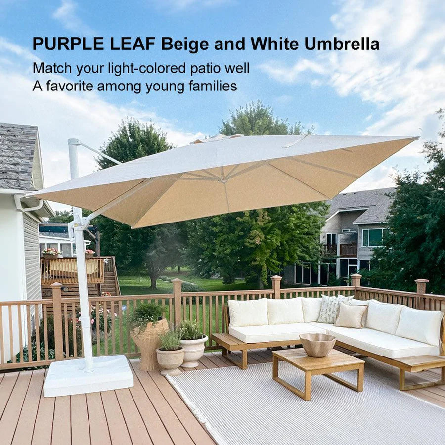 PURPLE LEAF White Outdoor Patio Umbrella Offset Umbrellas