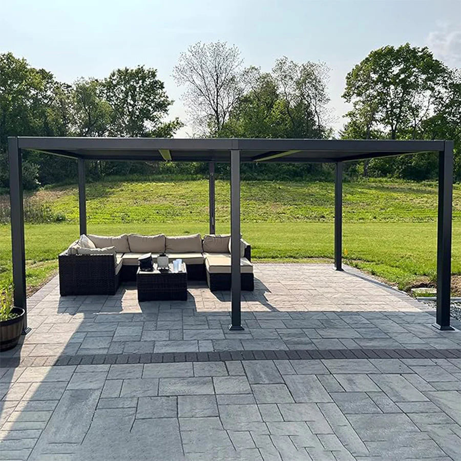 PURPLE LEAF Louvered Pergola Outdoor Aluminum Pergola Patio Pergola with Adjustable Roof for Deck Garden Yard Hardtop Gazebo
