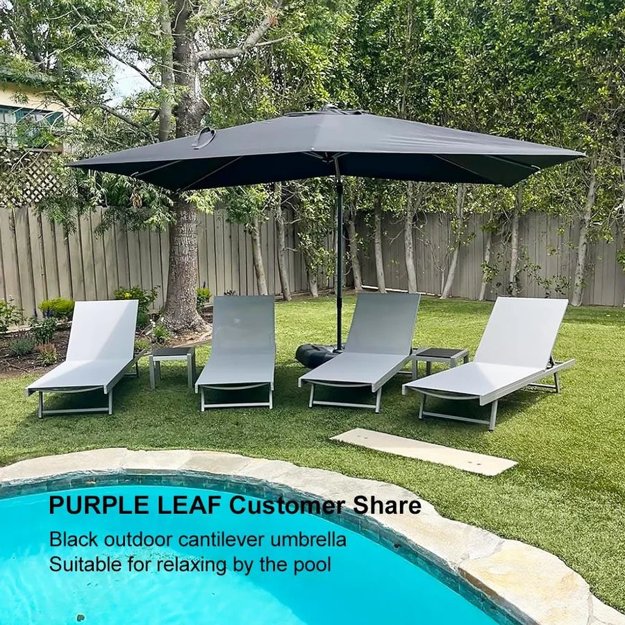 PURPLE LEAF Outdoor Umbrella Square Aluminium Cantilever Umbrella with 360° Rotation for Garden pool beach