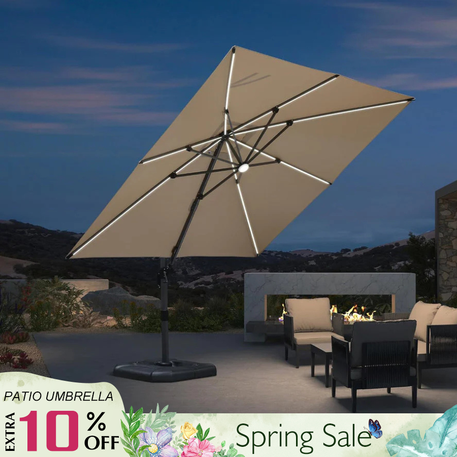 PURPLE LEAF LED Economical Patio Umbrellas Outdoor Umbrella with Lights