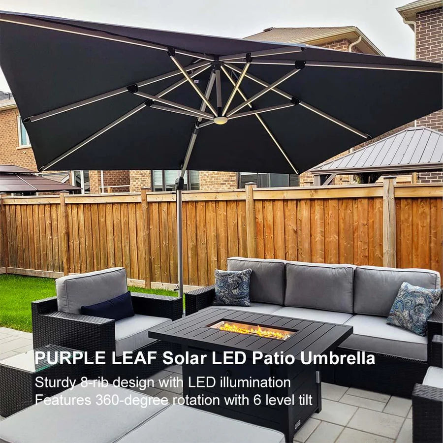 PURPLE LEAF Double Top Square Outdoor LED Umbrellas