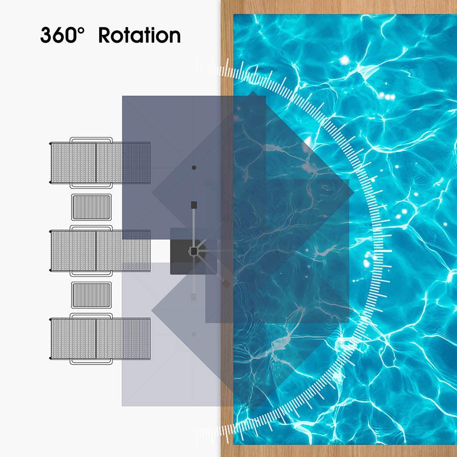 PURPLE LEAF Large Square Patio Cantilever Umbrella With Base for Garden Pool Porch