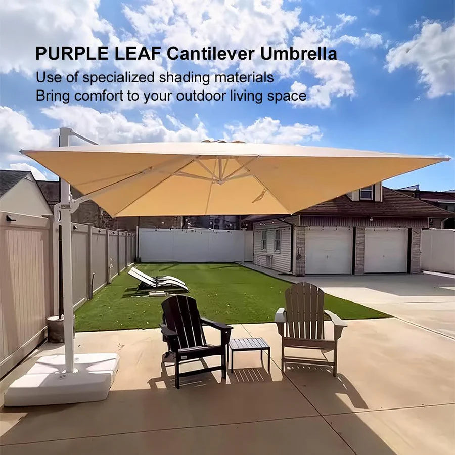 PURPLE LEAF White Outdoor Patio Umbrella Offset Umbrellas