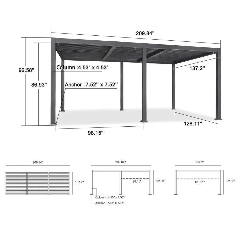PURPLE LEAF Louvered Pergola Outdoor Aluminum Pergola Patio Pergola with Adjustable Roof for Deck Garden Yard Hardtop Gazebo