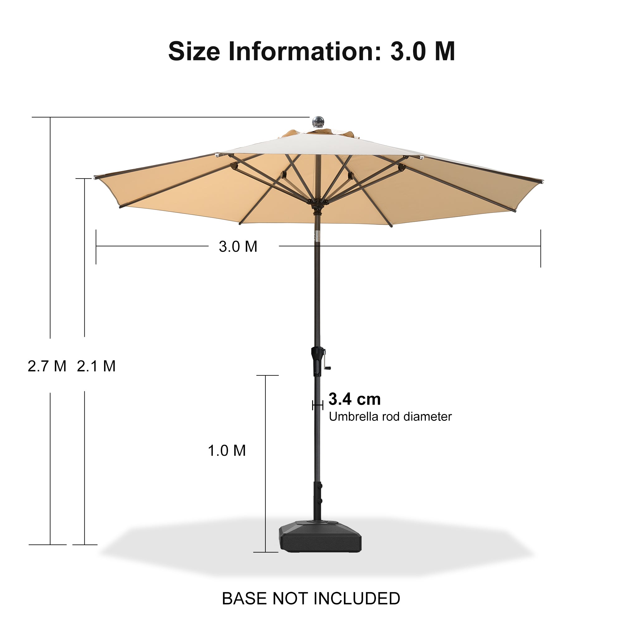 PURPLE LEAF Porch Table Umbrella with Crank and Tilt, Market Patio Umbrella