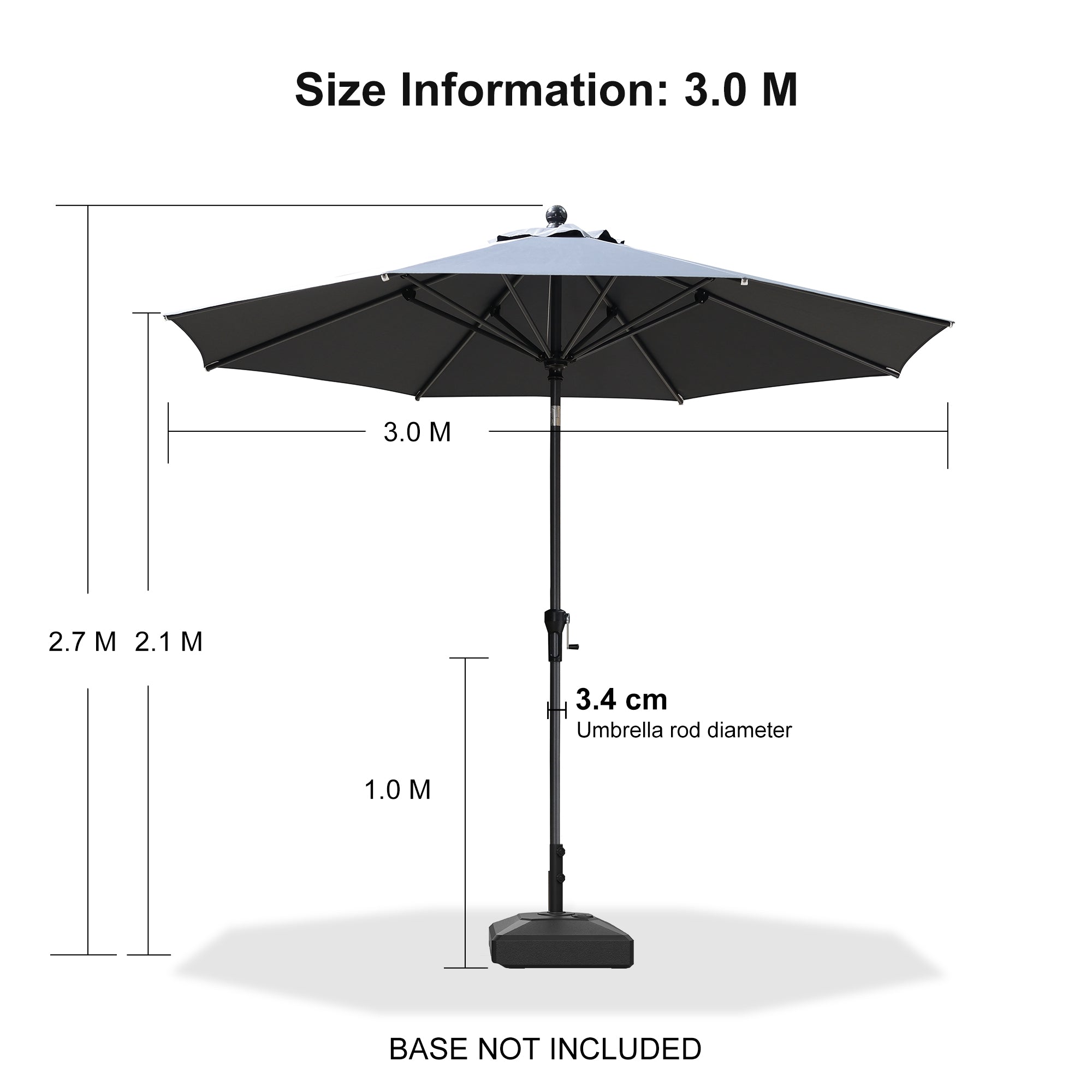 PURPLE LEAF Porch Table Umbrella with Crank and Tilt, Market Patio Umbrella