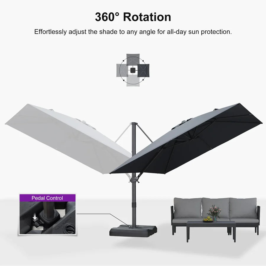 PURPLE LEAF Stepless Tilt Cantilever Umbrella Affordable Outdoor Patio Umbrella