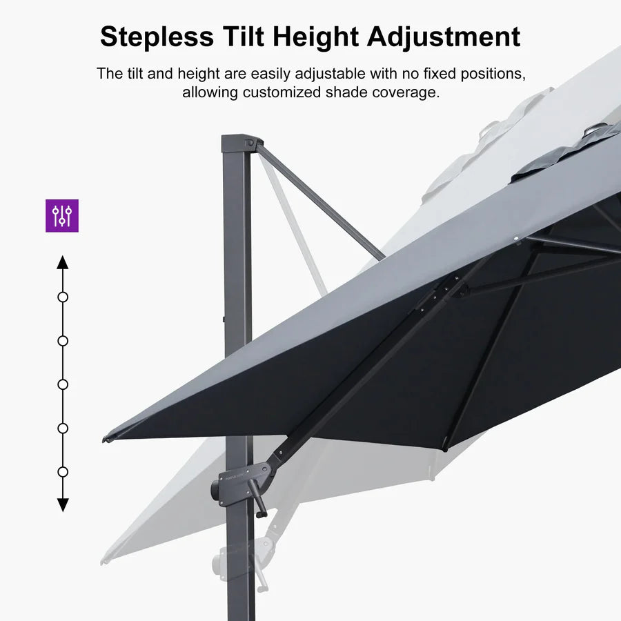 PURPLE LEAF Stepless Tilt Cantilever Umbrella Affordable Outdoor Patio Umbrella