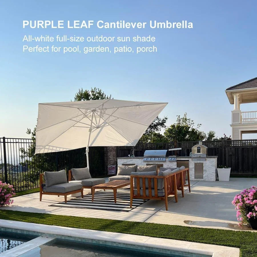 PURPLE LEAF White Outdoor Patio Umbrella Offset Umbrellas