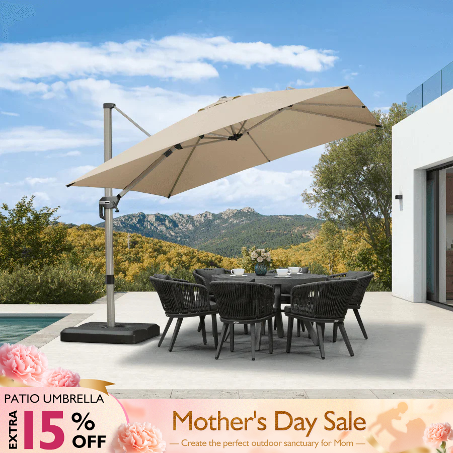 PURPLE LEAF Deluxe Aluminium Outdoor Patio Umbrella Square Cantilever Umbrellas