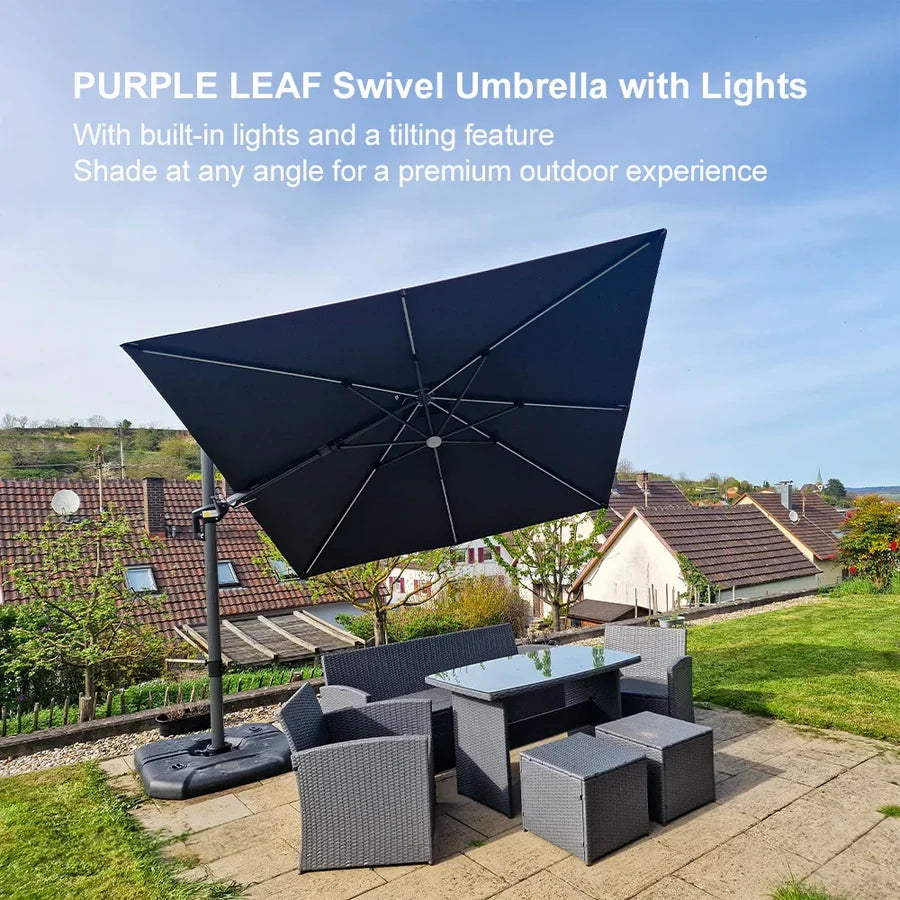 PURPLE LEAF LED Economical Patio Umbrellas Outdoor Umbrella with Lights