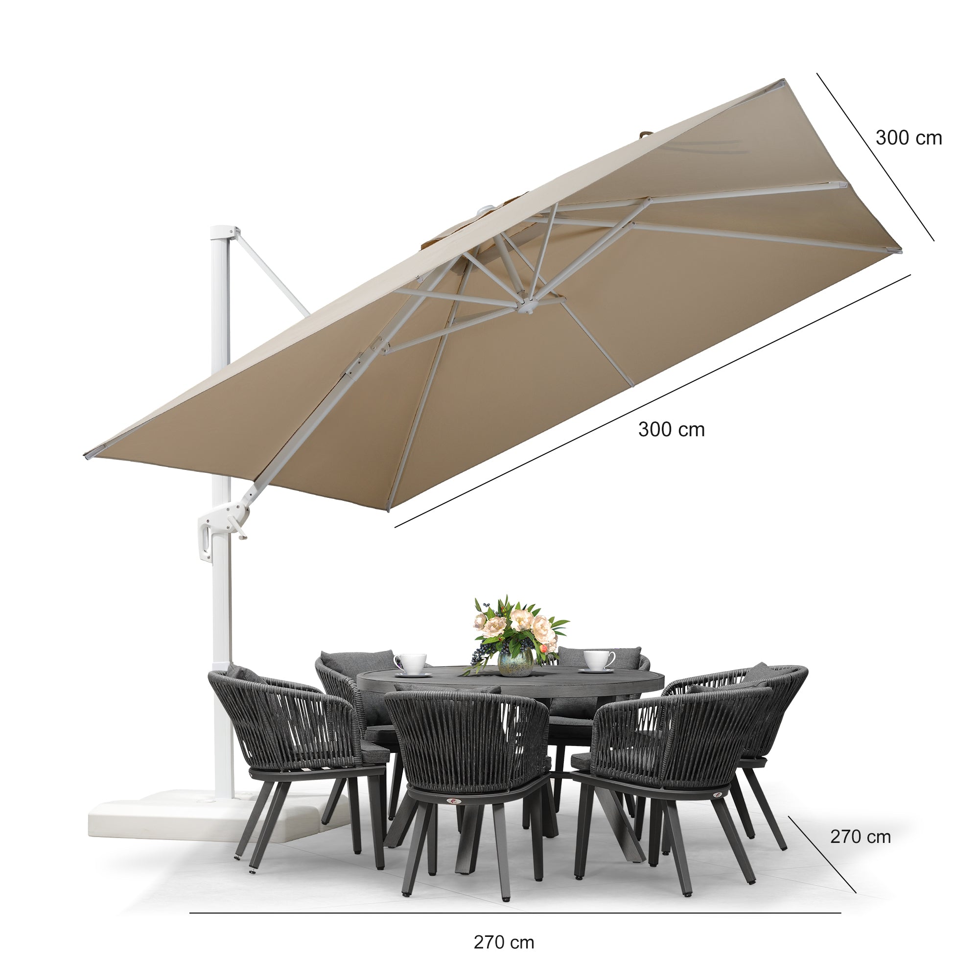 PURPLE LEAF White Outdoor Patio Umbrella Offset Umbrellas