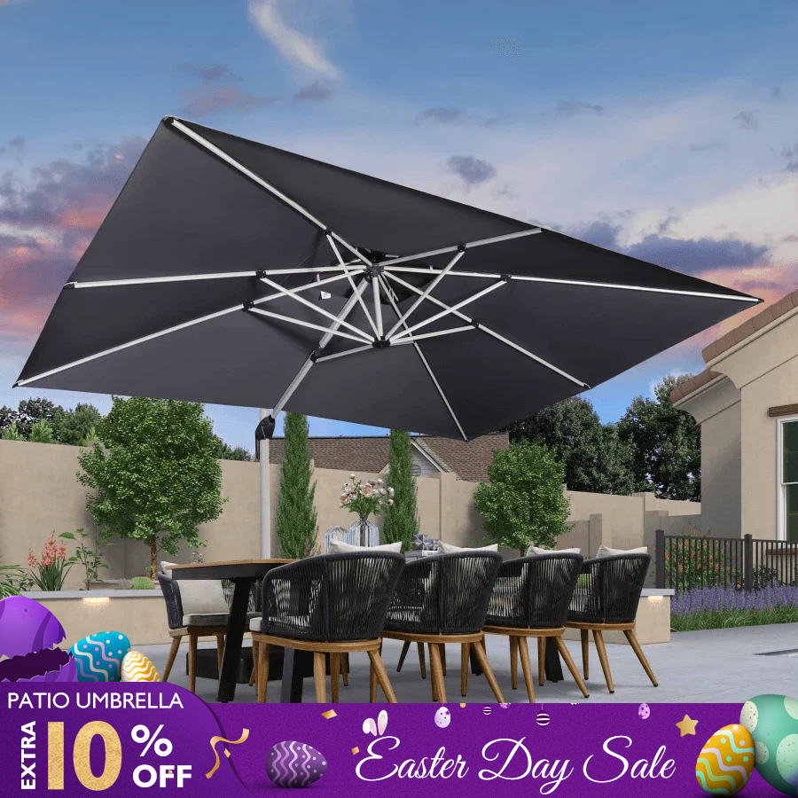 PURPLE LEAF Large Rectangular Porch Umbrella Outside Cantilever Patio Yard Umbrella