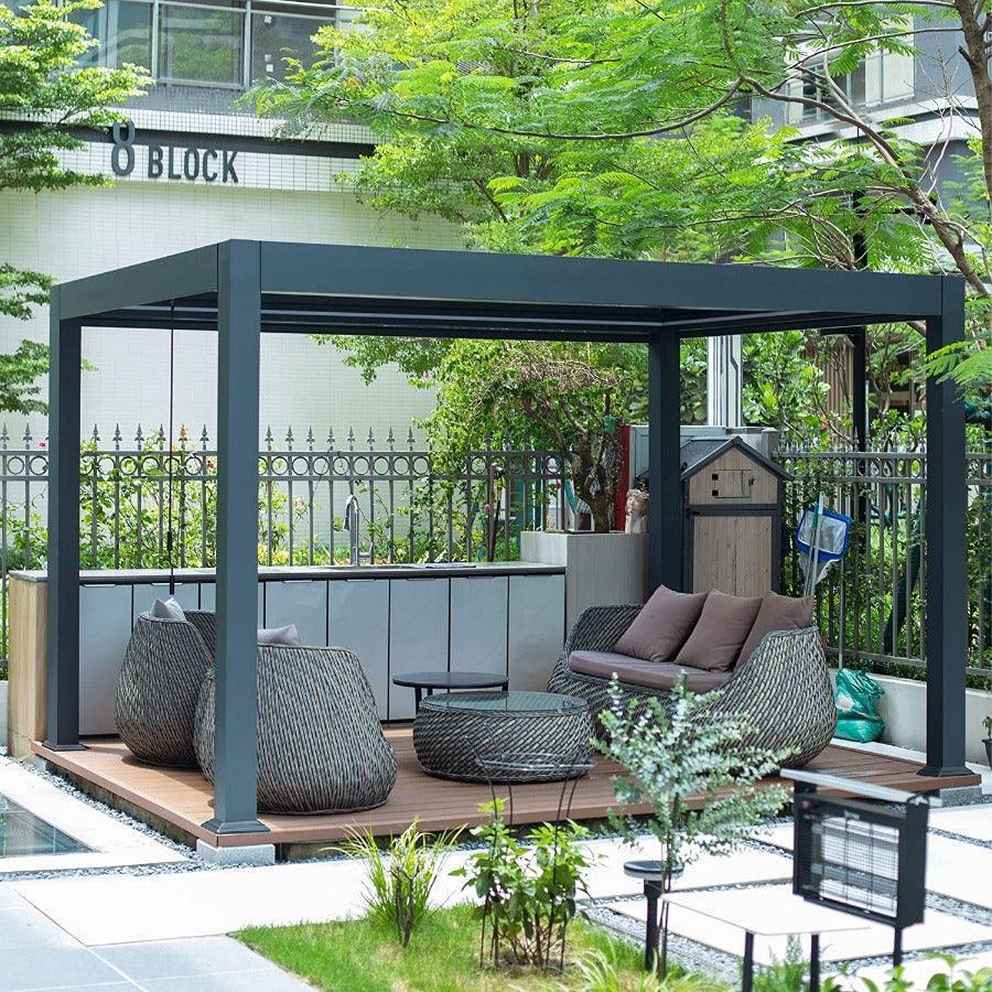 PURPLE LEAF Louvered Pergola Outdoor Aluminum Pergola Patio Pergola with Adjustable Roof for Deck Garden Yard Hardtop Gazebo