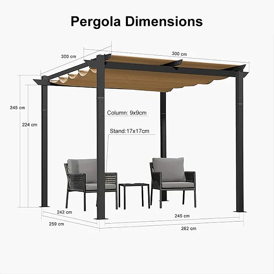 PURPLE LEAF Retractable Pergola with Double Sun Shade Canopy Heavy-Duty Aluminum Pergola
