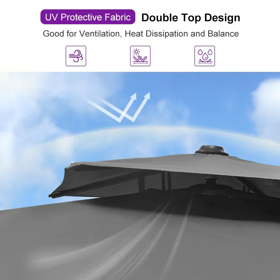 PURPLE LEAF Double Top Square Outdoor Standing Umbrella