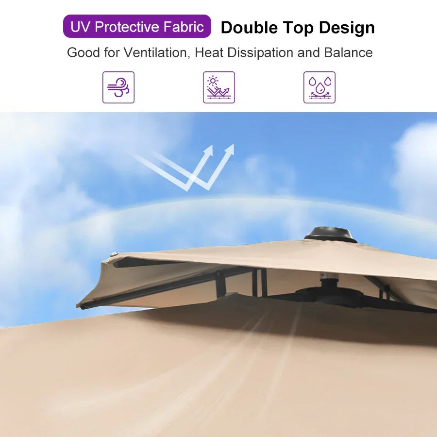 PURPLE LEAF Double Top Square Outdoor Standing Umbrella