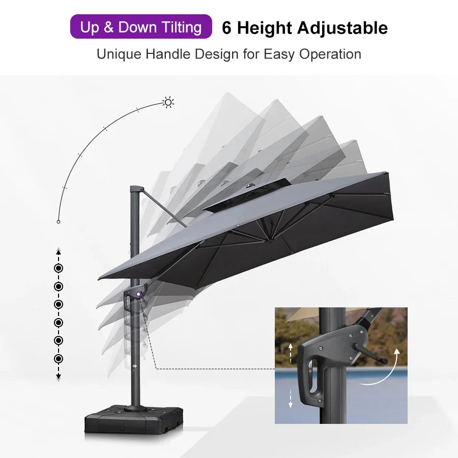 PURPLE LEAF Double Top Square Outdoor Standing Umbrella