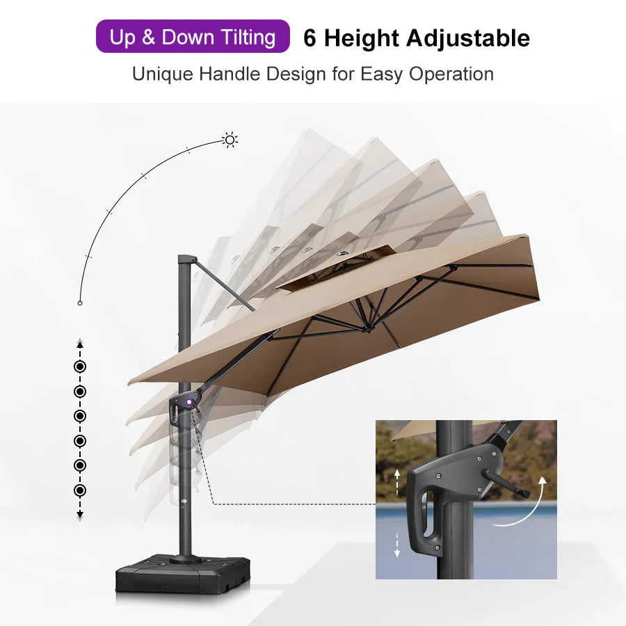 PURPLE LEAF Double Top Square Outdoor Standing Umbrella