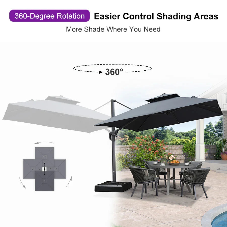PURPLE LEAF Double Top Square Outdoor Standing Umbrella