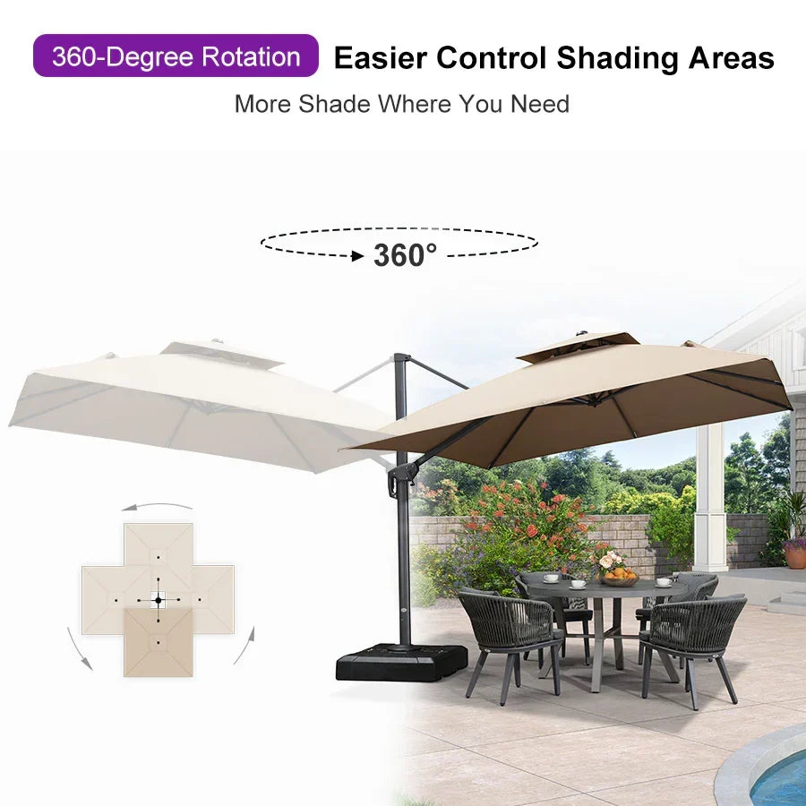 PURPLE LEAF Double Top Square Outdoor Standing Umbrella