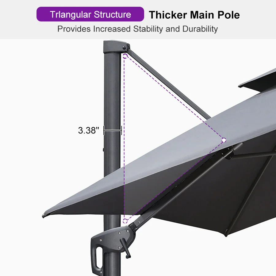PURPLE LEAF Double Top Square Outdoor Standing Umbrella