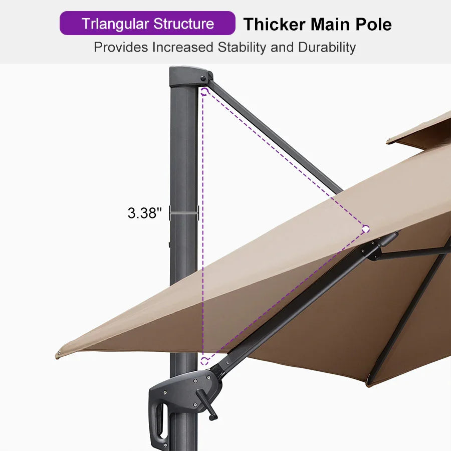 PURPLE LEAF Double Top Square Outdoor Standing Umbrella