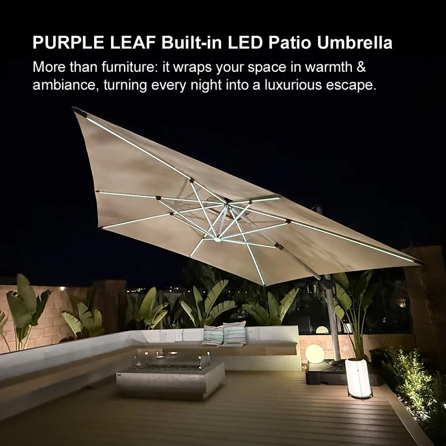PURPLE LEAF Double Top Square Outdoor LED Umbrellas
