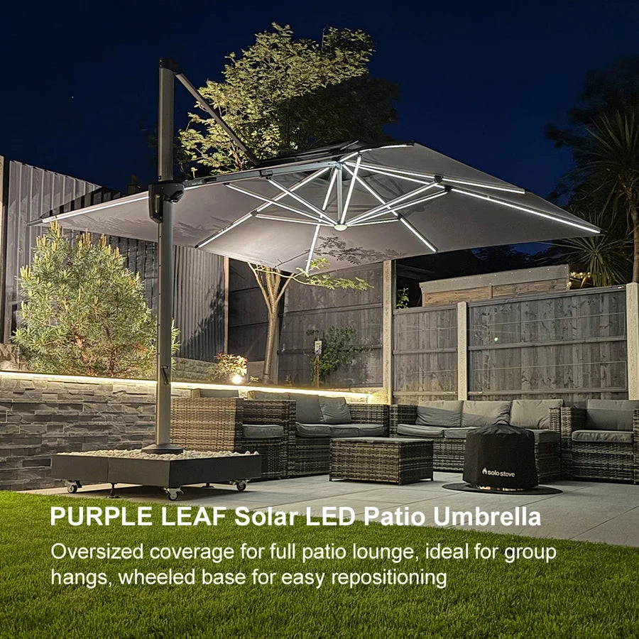 PURPLE LEAF Double Top Square Outdoor LED Umbrellas