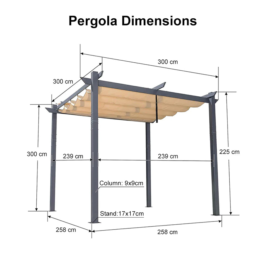 PURPLE LEAF Patio Retractable Pergola with Shade Canopy Modern Grill Gazebo Metal Shelter Pavilion for Porch Deck Garden Backyard Outdoor Pergola