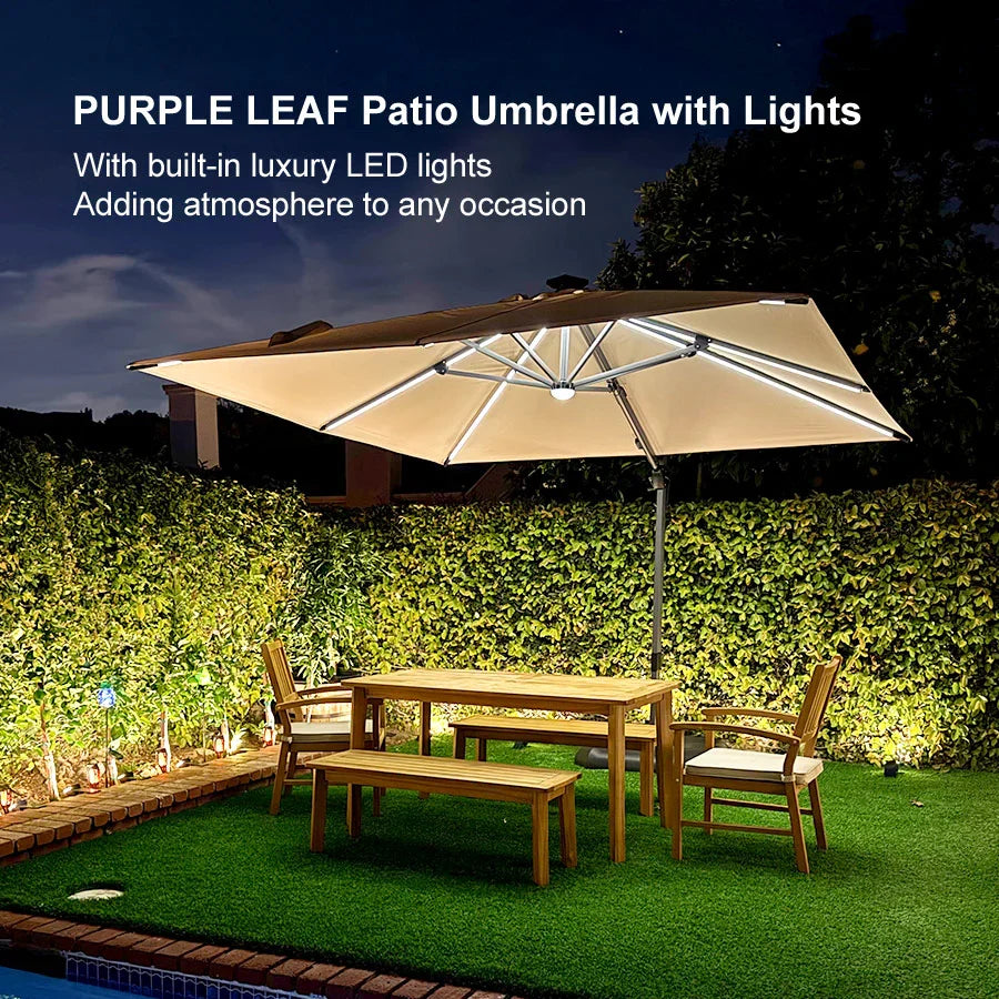 PURPLE LEAF LED Economical Patio Umbrellas Outdoor Umbrella with Lights