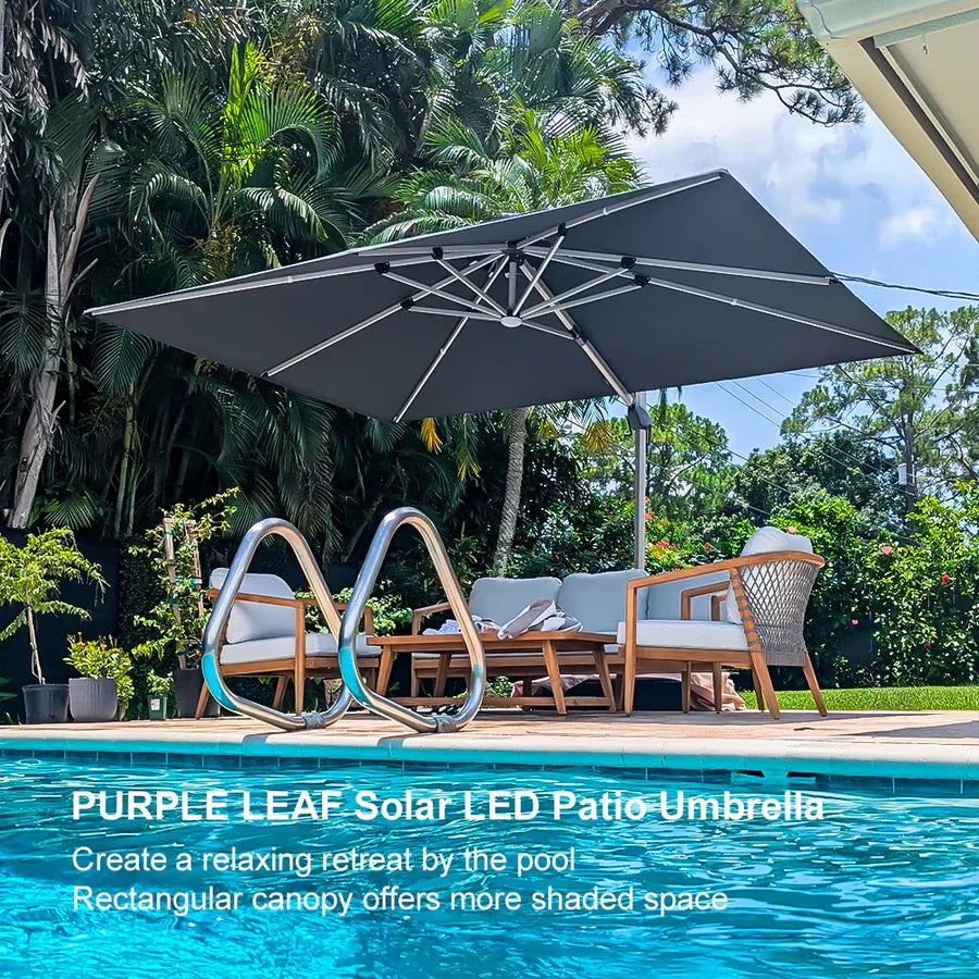 PURPLE LEAF Double Top Rectangle Outdoor LED Parasol