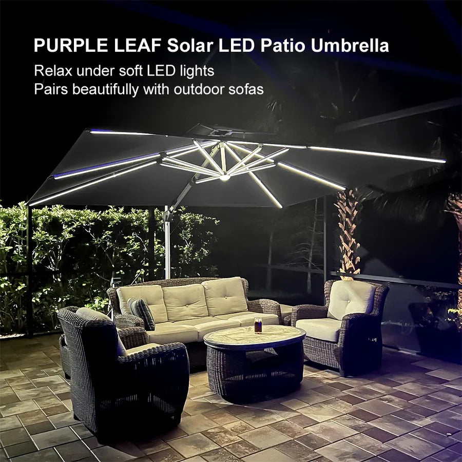 PURPLE LEAF Double Top Rectangle Outdoor LED Parasol