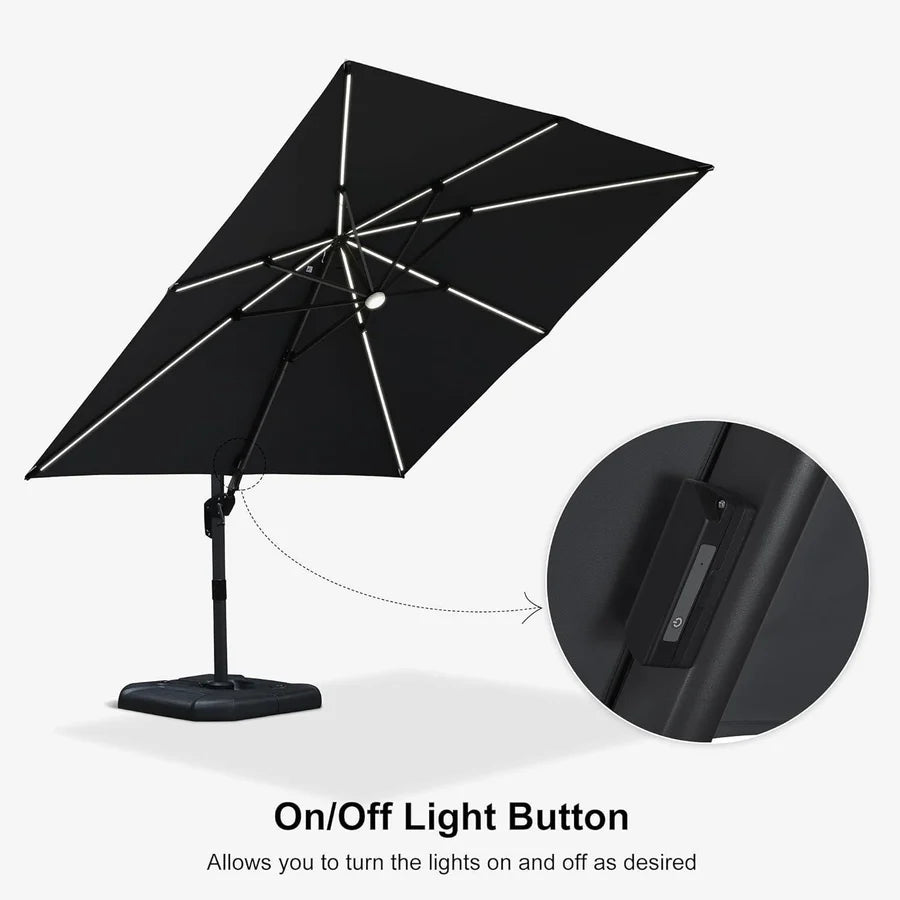 PURPLE LEAF LED Economical Patio Umbrellas Outdoor Umbrella with Lights