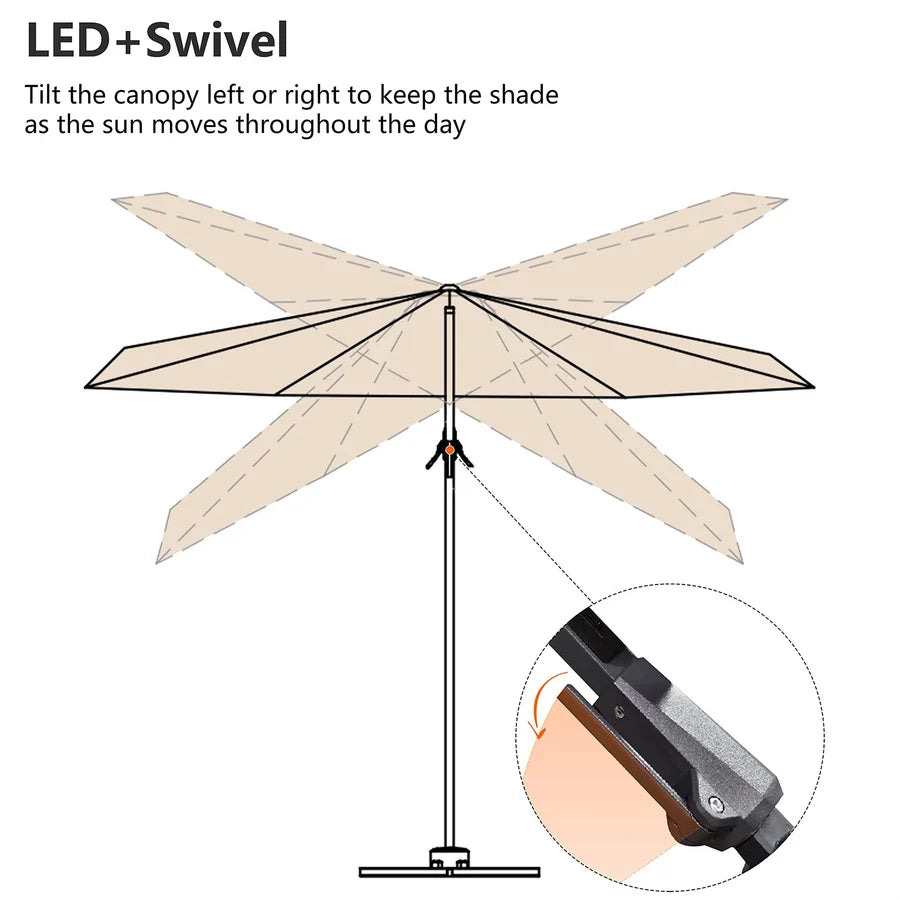PURPLE LEAF LED Economical Patio Umbrellas Outdoor Umbrella with Lights