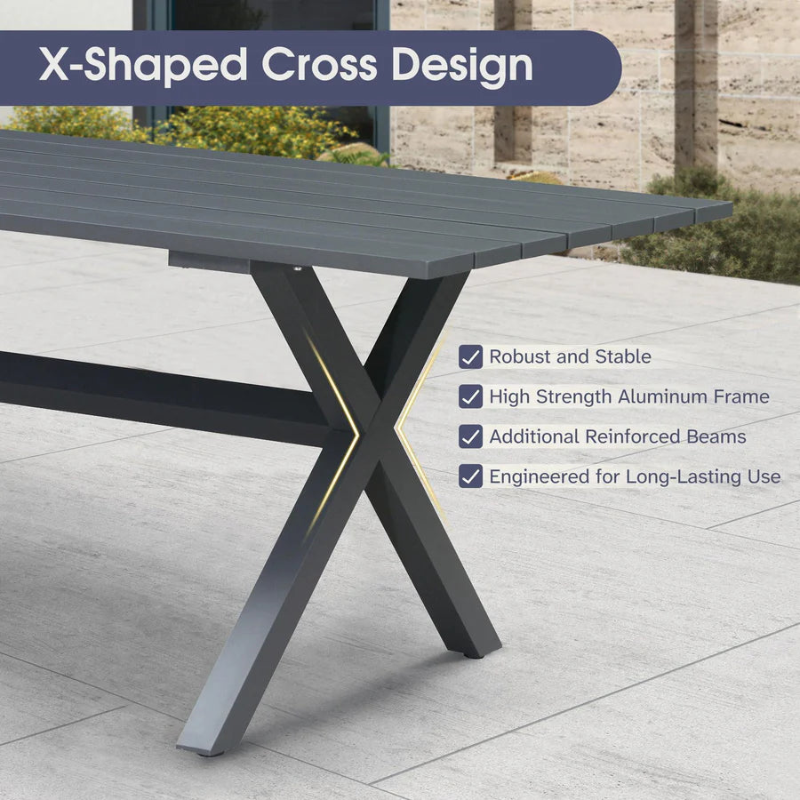 PURPLE LEAF Patio Dining Sets with Aluminum Frame Table & Handwoven Wicker Chairs Grey