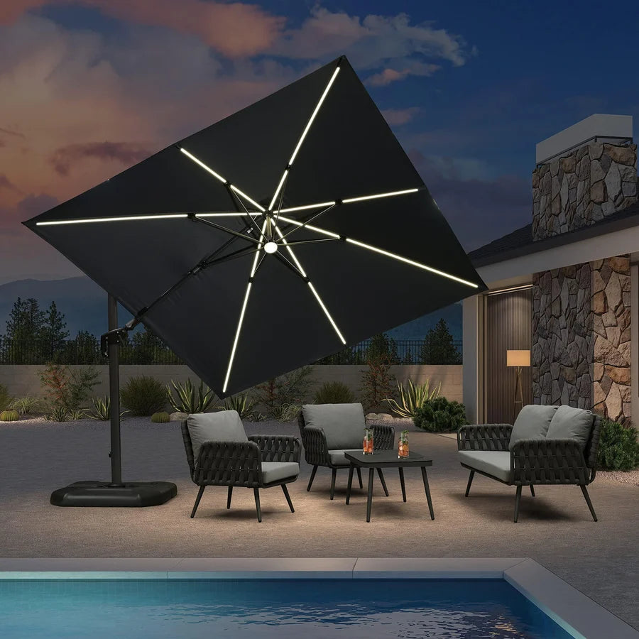 PURPLE LEAF LED Economical Patio Umbrellas Outdoor Umbrella with Lights
