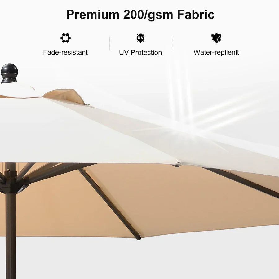 PURPLE LEAF Porch Table Umbrella with Crank and Tilt, Market Patio Umbrella