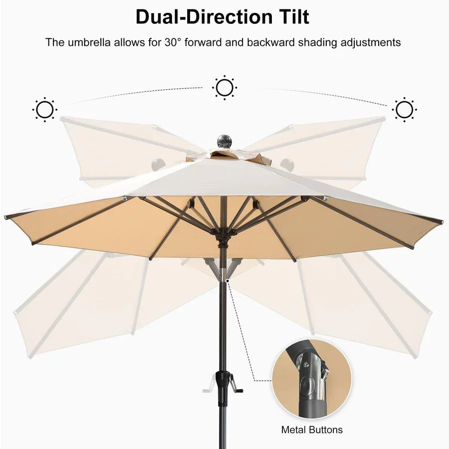 PURPLE LEAF Porch Table Umbrella with Crank and Tilt, Market Patio Umbrella