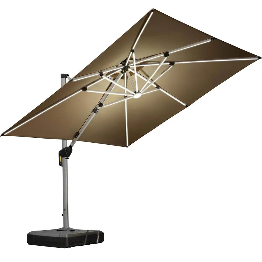PURPLE LEAF Double Top Square Outdoor LED Umbrellas