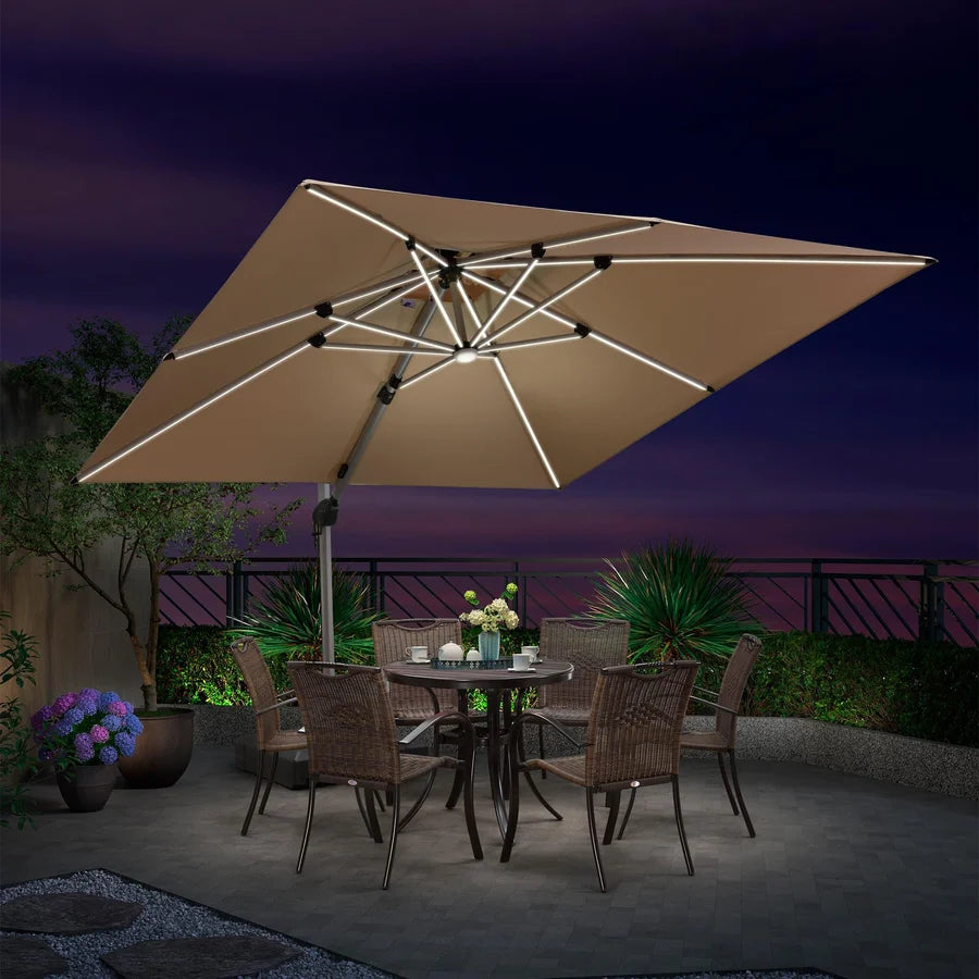 PURPLE LEAF Double Top Square Outdoor LED Umbrellas