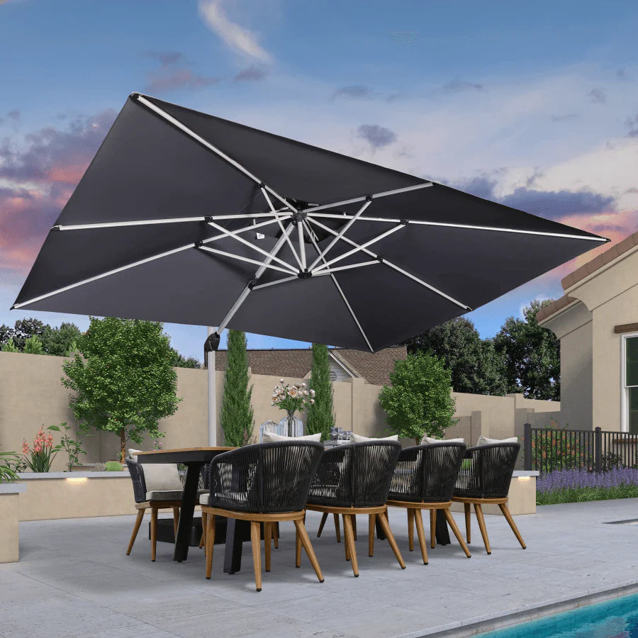 PURPLE LEAF Large Rectangular Porch Umbrella Outside Cantilever Patio