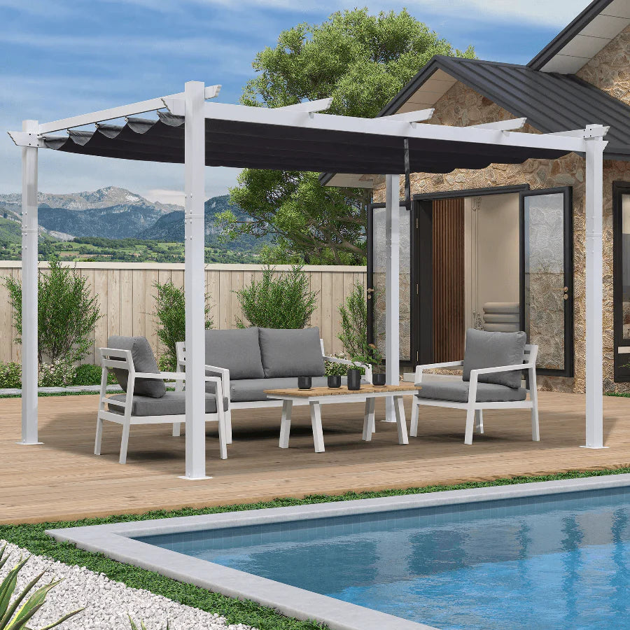 Cover White Patio Metal Shelter for Garden Pavilion Grill Gazebo Grape Trellis Pergola