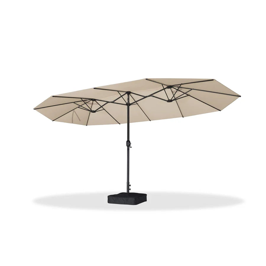 PURPLE LEAF Table Umbrella Double Sided Rectangular Patio Market Umbrella with Base