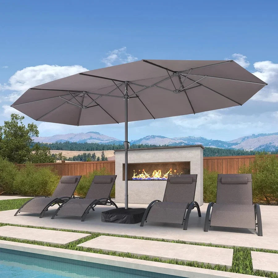PURPLE LEAF Double-Sided Market Umbrella Large Rectangular Patio Umbrellas with Base