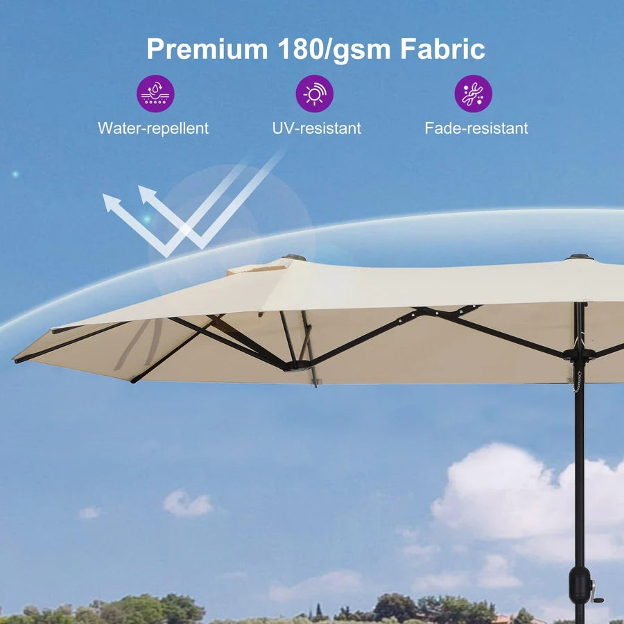 PURPLE LEAF Table Umbrella Double Sided Rectangular Patio Market Umbrella with Base