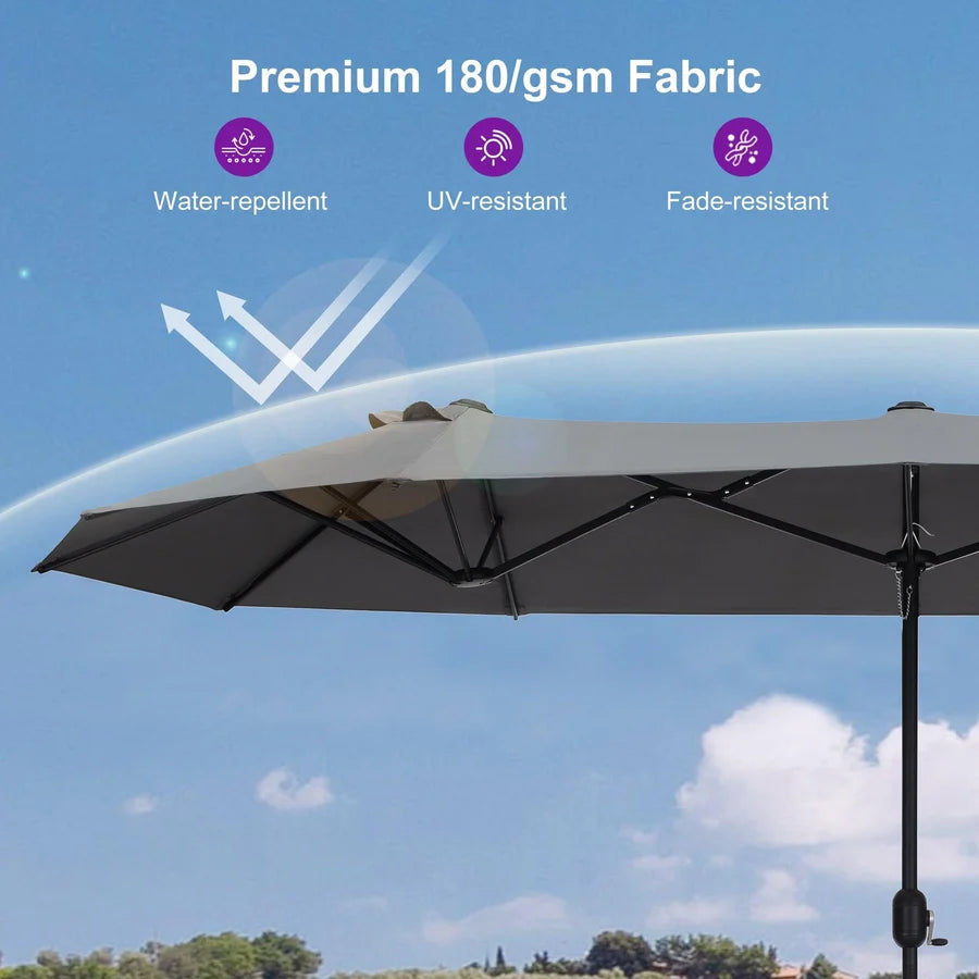 PURPLE LEAF Table Umbrella Double Sided Rectangular Patio Market Umbrella with Base