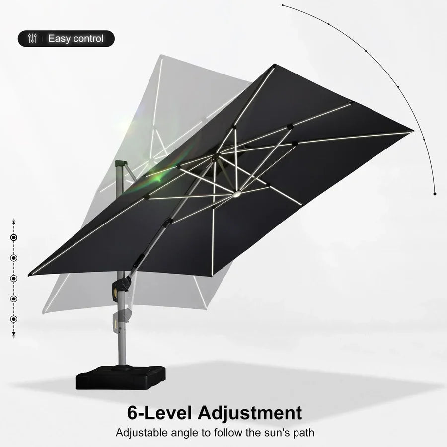 PURPLE LEAF Double Top Square Outdoor LED Umbrellas